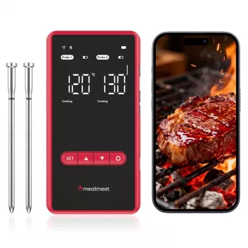 METAPEN Meatmeet X Pro Bluetooth/Wi-Fi mėsos termometras su programėle kepsninei, orkaitei, rūkyklai - juodas