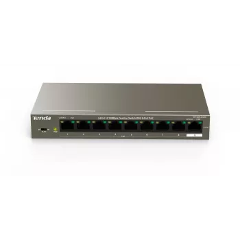 Tenda TEF1109P-8-102W 9 prievadų stalinis PoE komutatorius su 8 PoE+ prievadais, 102W biudžetu, 10/100 Mbps