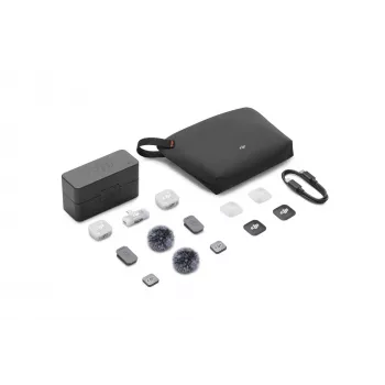 DJI Mic Mini 2 belaidė mikrofonų sistema (2 TX + 1 mobilus RX + įkrovimo dėklas), balta
