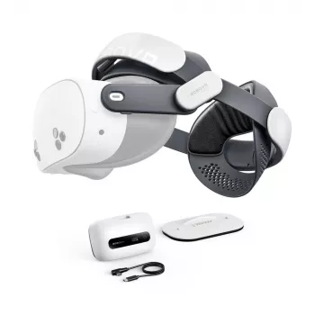 BOBOVR M3 Pro+ baterijų dirželis su 6500 mAh baterija ir įkrovimo stotele, skirtas Meta Quest 3/3S - baltas