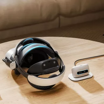 BOBOVR M3 Pro+ baterijų dirželis su 6500 mAh baterija ir įkrovimo stotele, skirtas Meta Quest 3/3S - baltas
