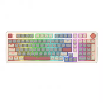 Redragon K768WGR-WL EISA 100 96% belaidė mechaninė žaidimų klaviatūra, karštai keičiami raudoni jungikliai, balta/pilka