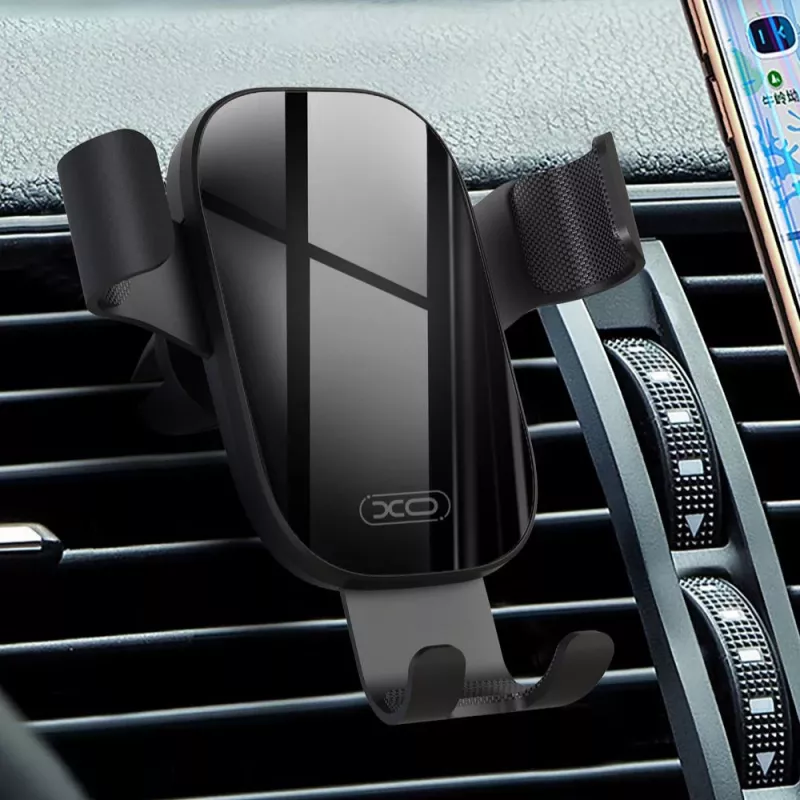 XO C37 automobilinis oro ventiliacijos gravitacinis telefono laikiklis, juodas