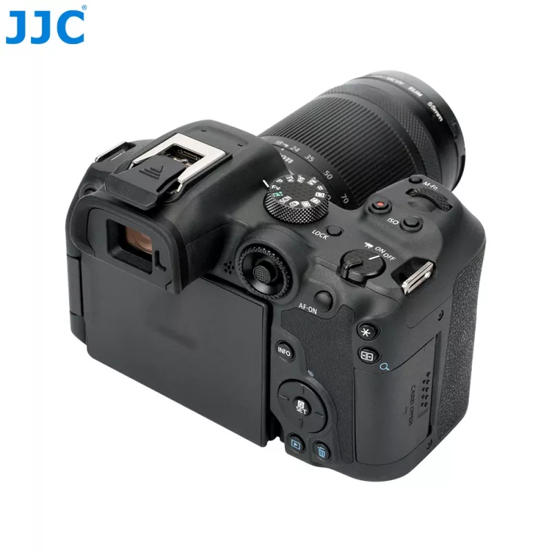JJC SB7279 karšto batelio dangtelis Canon EOS R10 / ER-SC2 pakaitalas, ISO standartas, juodas ABS plastikas