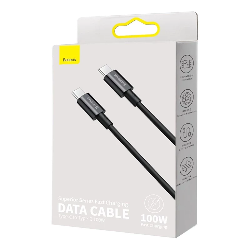 Baseus CATYS-C01 USB-C į USB-C 100W PD greitojo įkrovimo laidas, 2 m, juodas