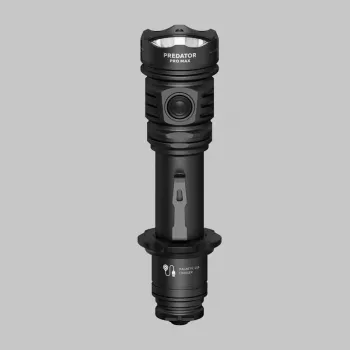 Armytek Predator PRO MAX taktinis žibintuvėlis 3000 liumenų, šilta balta šviesa, 501 m spindulys, Cree XHP70.2, įkraunamas 21700, juodas
