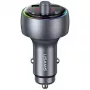 USAMS CC328 30W Bluetooth FM siųstuvas automobiliniam įkrovikliui su USB-C PD ir USB-A QC3.0, laisvų rankų skambučiais, LED ekranu, juodas