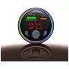 USAMS CC328 30W Bluetooth FM siųstuvas automobiliniam įkrovikliui su USB-C PD ir USB-A QC3.0, laisvų rankų skambučiais, LED ekranu, juodas