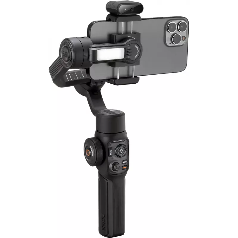 Zhiyun C030124ABR1 išmaniojo telefono gimbalas 3 ašių su įmontuota užpildymo šviesa, Bluetooth 5.0, 2600mAh baterija, iki 25 val. veikimo, tinka 50-90 mm telefonams, juodas