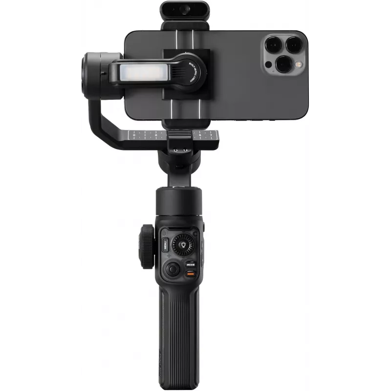 Zhiyun C030124ABR1 išmaniojo telefono gimbalas 3 ašių su įmontuota užpildymo šviesa, Bluetooth 5.0, 2600mAh baterija, iki 25 val. veikimo, tinka 50-90 mm telefonams, juodas