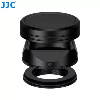 JJC LH-JXF23F28 Objektyvo gaubtas ir dangtelio rinkinys, skirtas Fujifilm XF 23mm/27mm F2.8 R WR - juodas