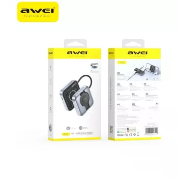 AWEI W35 3-in-1 belaidžio įkrovimo stotelė 15W pilka