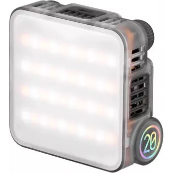 Zhiyun M20 RGB LED apšvietimo lempa su 20W galia, 2700K-6500K spalvų temperatūra, HSI spalvų režimais, OLED ekranu, magnetine nugara, USB-C PD įkrovimu