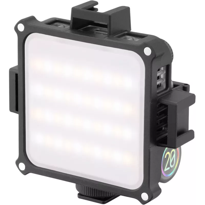 Zhiyun M20 RGB LED apšvietimo lempa su 20W galia, 2700K-6500K spalvų temperatūra, HSI spalvų režimais, OLED ekranu, magnetine nugara, USB-C PD įkrovimu