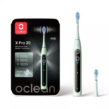 Oclean X Pro 20 išmanusis soninis dantų šepetėlis, mėtų žalios spalvos, Bluetooth, 42 000 VPM, su 1 šepetėlio galvute