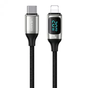 USAMS U78 pintas USB-C į Lightning laidas su LED indikatoriumi 1,2 m 20W PD greitasis įkrovimas baltas SJ545USB02