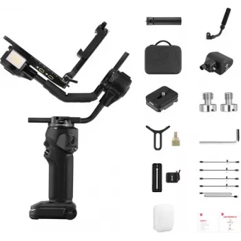 ZHIYUN CRANE 4 COMBO 3 ašių kameros gimbalas su 6 kg apkrova, 12 h baterija, jutikliniu ekranu ir apšvietimu, juodas