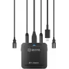 BOYA BY-DM20 dviejų kanalų skaitmeninis kondensatorinis mikrofonas su USB-C, Lightning ir USB-A jungtimis, visakryptis, 25Hz-20kHz, skirtas iOS, Android, Windows, Mac