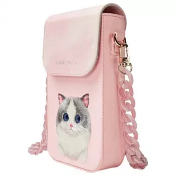 Nimmy Big Eyed Pet 2.0 katės telefonų dėklas – rožinis kryžminis krepšys išmaniesiems telefonams iki 6,7 colio