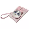 NIMMY Big Eyed Pet 2.0 Cat Pink PU Leather kortelių laikiklio piniginė su 6 kortelių lizdais, monetų kišene ir užtrauktuku