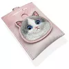 NIMMY Big Eyed Pet 2.0 Cat Pink PU Leather kortelių laikiklio piniginė su 6 kortelių lizdais, monetų kišene ir užtrauktuku