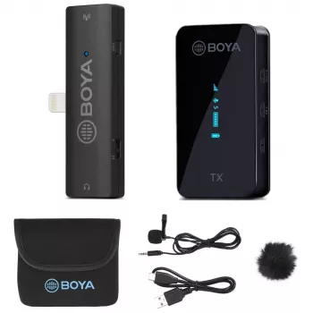 BOYA BY-XM6-S3 2,4GHz dviejų kanalų belaidė mikrofonų sistema, skirta iOS įrenginiams su Lightning jungtimi