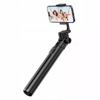 ULANZI MT-70 5 sekcijų aliumininis monopod selfie lazda su trikoju, nuimamu Bluetooth nuotolinio valdymo pulteliu, dviem telefono laikikliais ir 1/4 colio sraigtu, išsiskleidžia iki 880 mm, juoda