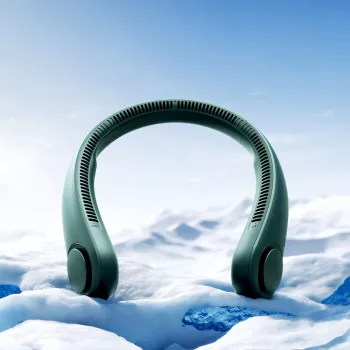 JISULIFE Neck Fan Life3 – nešiojamas bekraštis USB įkraunamas ventiliatorius, žalias