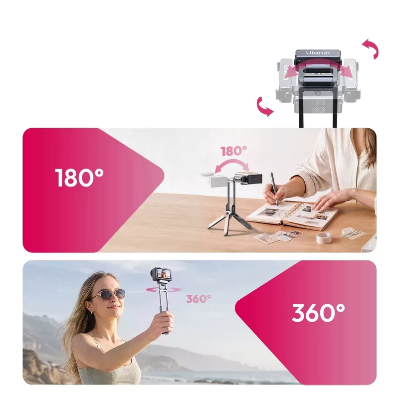 ULANZI MA37 magnetinis mini trikojis su rankena, skirtas DJI Osmo Action 6 Nano Arca-Swiss, pilka