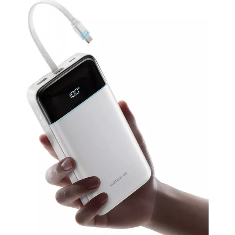 CUKTECH LPB252N 120W 25000mAh Power Bank su įmontuotu USB-C laidu - balta
