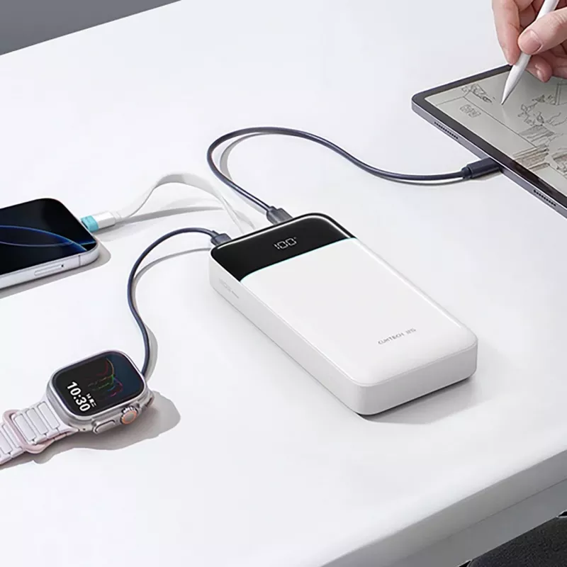 CUKTECH LPB252N 120W 25000mAh Power Bank su įmontuotu USB-C laidu - balta