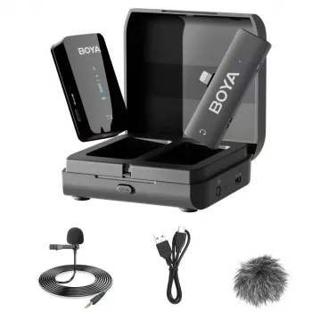 BOYA BY-XM6-K3 2,4GHz belaidė lavalier mikrofonų sistema iOS įrenginiams su Lightning jungtimi