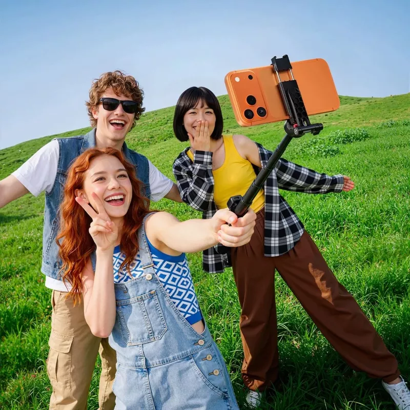 ULANZI Mini Selfie Stick Tripod su Bluetooth nuotolinio valdymo pulteliu išmaniesiems telefonams, juodas