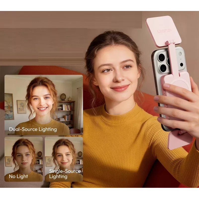 ULANZI GL01 GlowUp MagSafe LED Selfie Light, skirta iPhone, 2500K-9000K, CRI 97, balta