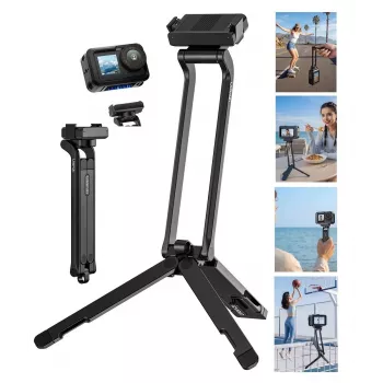 ULANZI MA70 Magnetinis mini trikojis su rankena, skirtas DJI Osmo Action 3/4/5 Pro, GoPro, Insta360, išmaniesiems telefonams - juodas