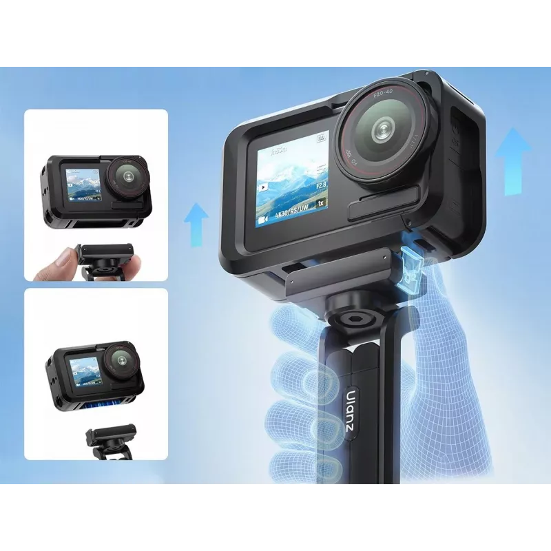 ULANZI MA70 Magnetinis mini trikojis su rankena, skirtas DJI Osmo Action 3/4/5 Pro, GoPro, Insta360, išmaniesiems telefonams - juodas