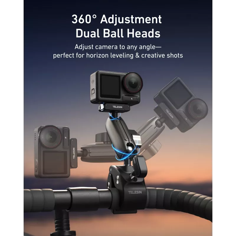 TELESIN Magic Arm Clamp Mount, skirtas DJI Osmo Action 5 Pro/4/3, Osmo 360, GoPro, Insta360 – S3-HBM-14-TDJ