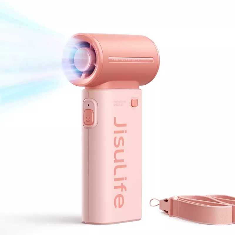 JISULIFE Life9 nešiojamas ventiliatorius 3600mAh USB-C sulankstomas stalinis ventiliatorius - rožinis