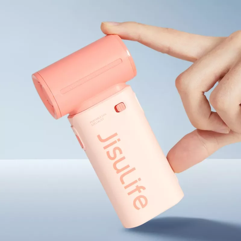 JISULIFE Life9 nešiojamas ventiliatorius 3600mAh USB-C sulankstomas stalinis ventiliatorius - rožinis