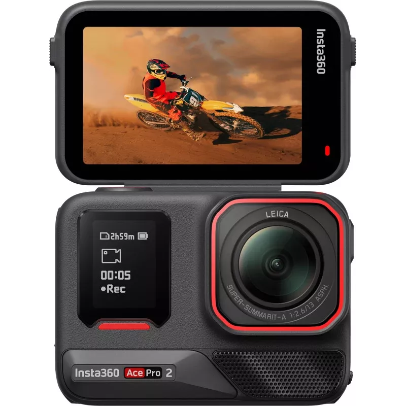 Insta360 Ace Pro 2 dvigubos baterijos veiksmo kamera – 8K vaizdo įrašas, Leica objektyvas, FlowState stabilizacija