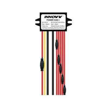 INNOVV Power Hub 3 – vandeniui atsparus 12V maitinimo skirstytuvas 5 įrenginiams su baterijos apsauga ir saugikliais