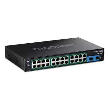 TRENDnet 26 prievadų armuotas pramoninis Gigabit PoE+ valdomas komutatorius su 24x PoE+ ir 2x SFP