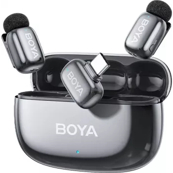 BOYA mini 2-02 Space Gray dviejų kanalų šautuvinis kondensatorinis mikrofonas