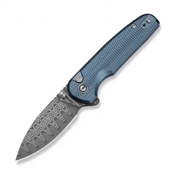 CIVIVI Mini Shakan Damascus Blue sulankstomas peilis - 2,375 colio Damascus plieno ašmenys, G10 rankena