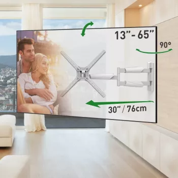 Barkan BM343XLW pilno judesio TV laikiklis prie sienos 13-65 colių ekranams, 36kg, baltas