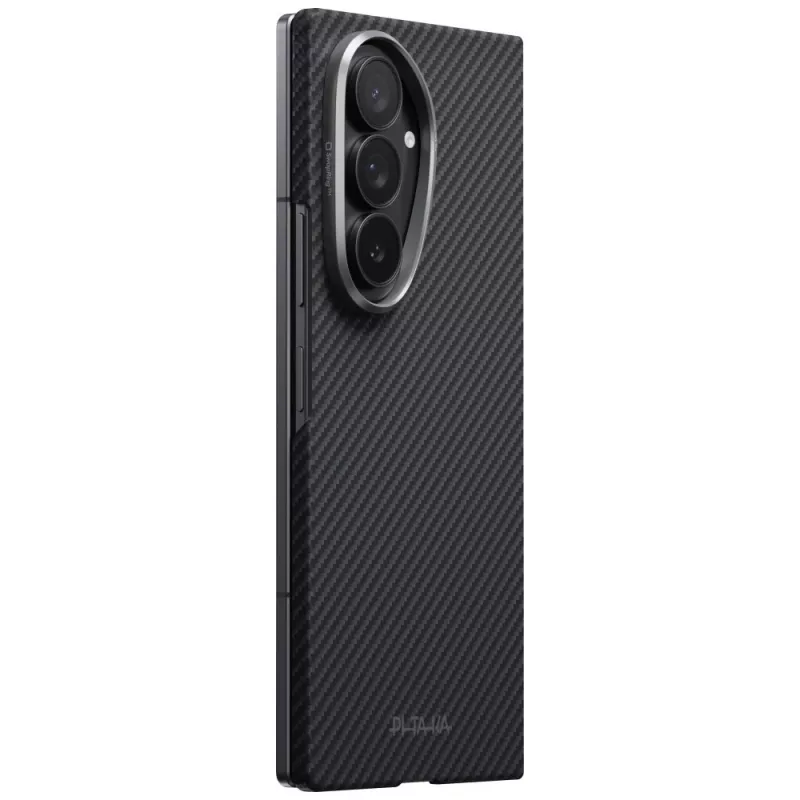 PITAKA Edge Case, skirta Samsung Galaxy Z Fold 8 Ultra – aramidinio pluošto apsauginis dangtelis, juoda/pilka (Overture Black)