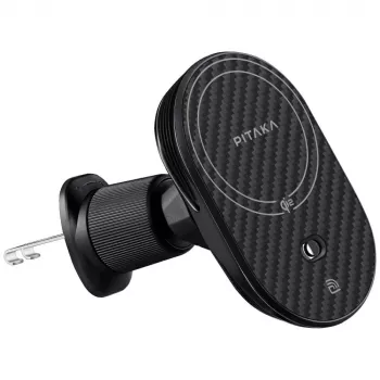 PITAKA MagEZ Pro 2 Qi2 15W NFC MagSafe automobilinis laikiklis su belaidžiu įkrovimu, juodai pilkas