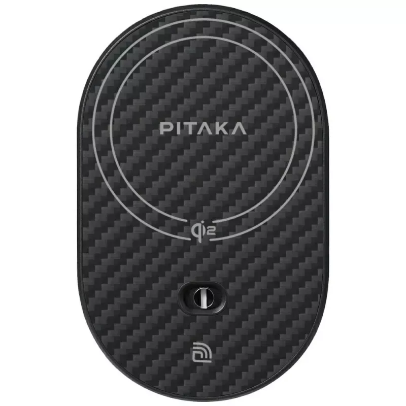 PITAKA MagEZ Pro 2 Qi2 15W NFC MagSafe automobilinis laikiklis su belaidžiu įkrovimu, juodai pilkas