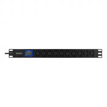 DELTACO Bluewalker PDU Powerwalker LC-16A 10xIEC C13 1U stelažinis Basic PDU, 16A, 2m kabelis