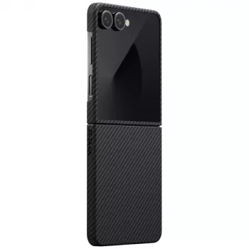 PITAKA Ultra-Slim MagSafe dėklas, skirtas Samsung Galaxy Z Flip7 - juoda/pilka aramidinio pluošto